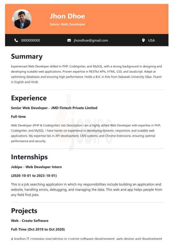 Resume template 1 preview