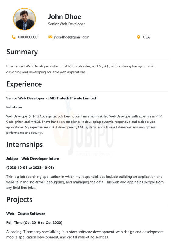 Resume template 4 preview