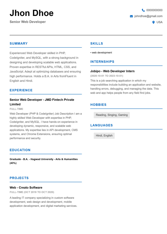 Resume template 5 preview