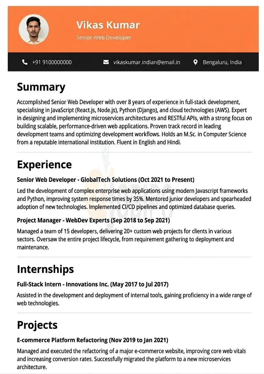 Free Resume Template 1