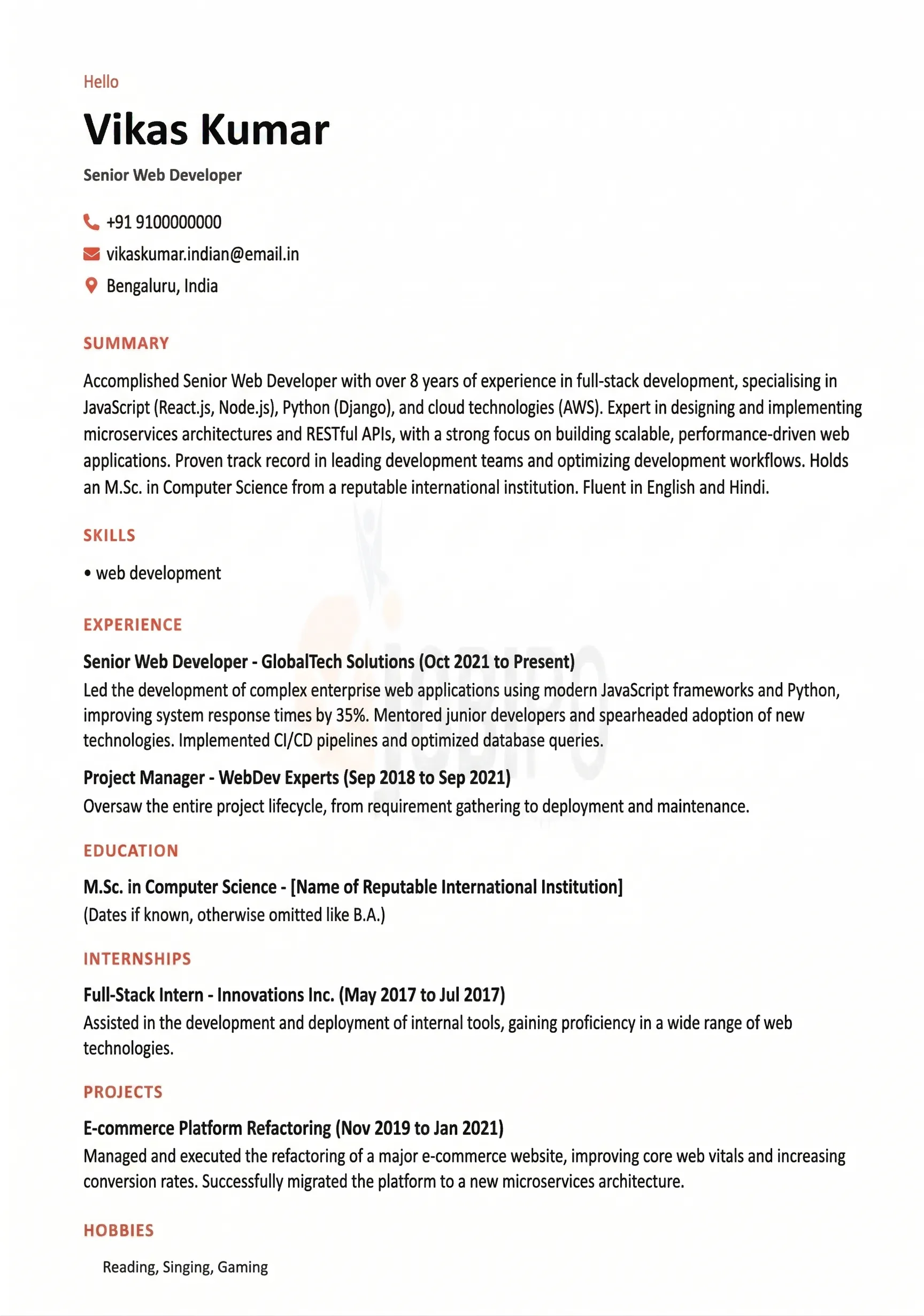 Free Resume Template 6