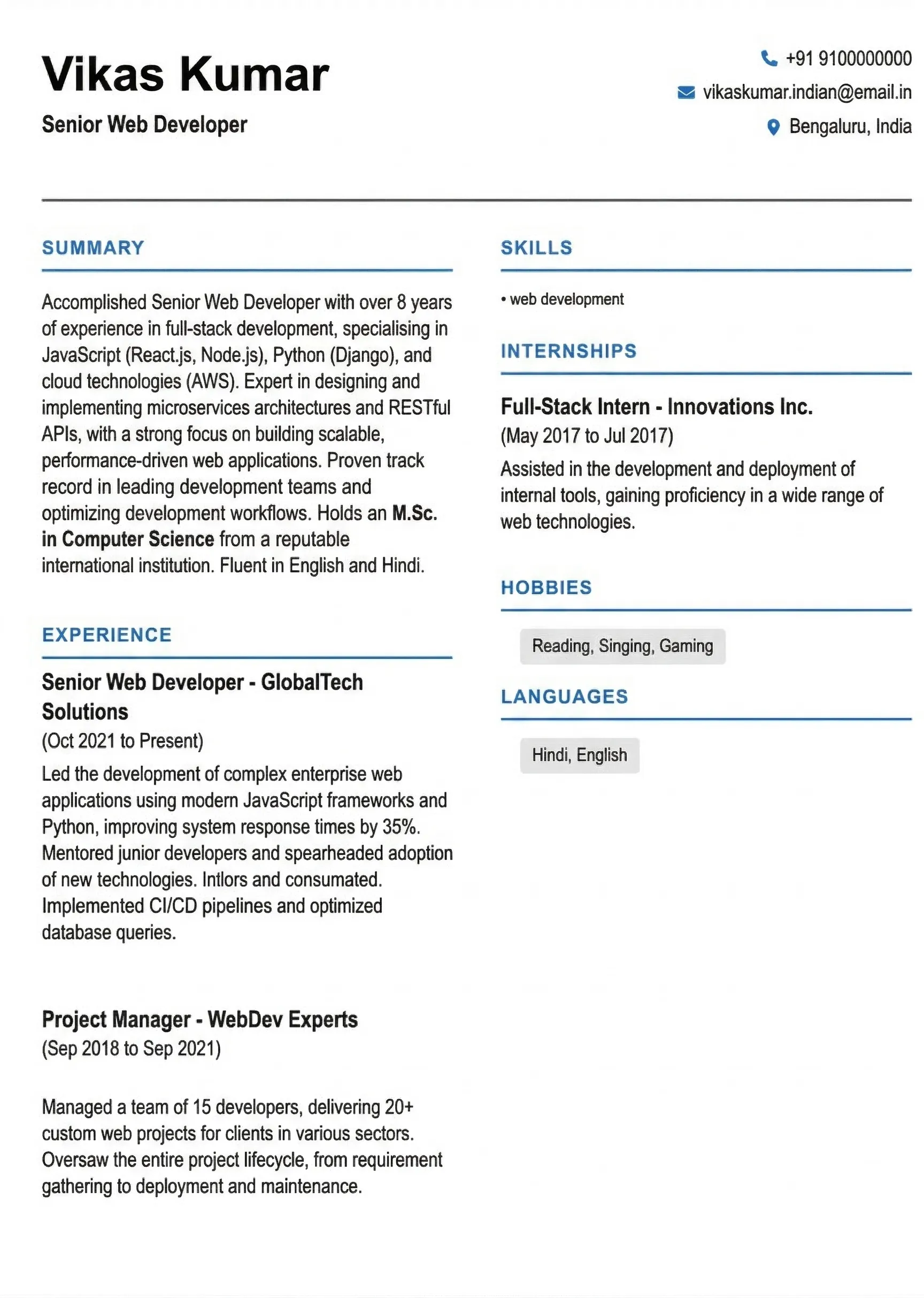 Free Resume Template 5